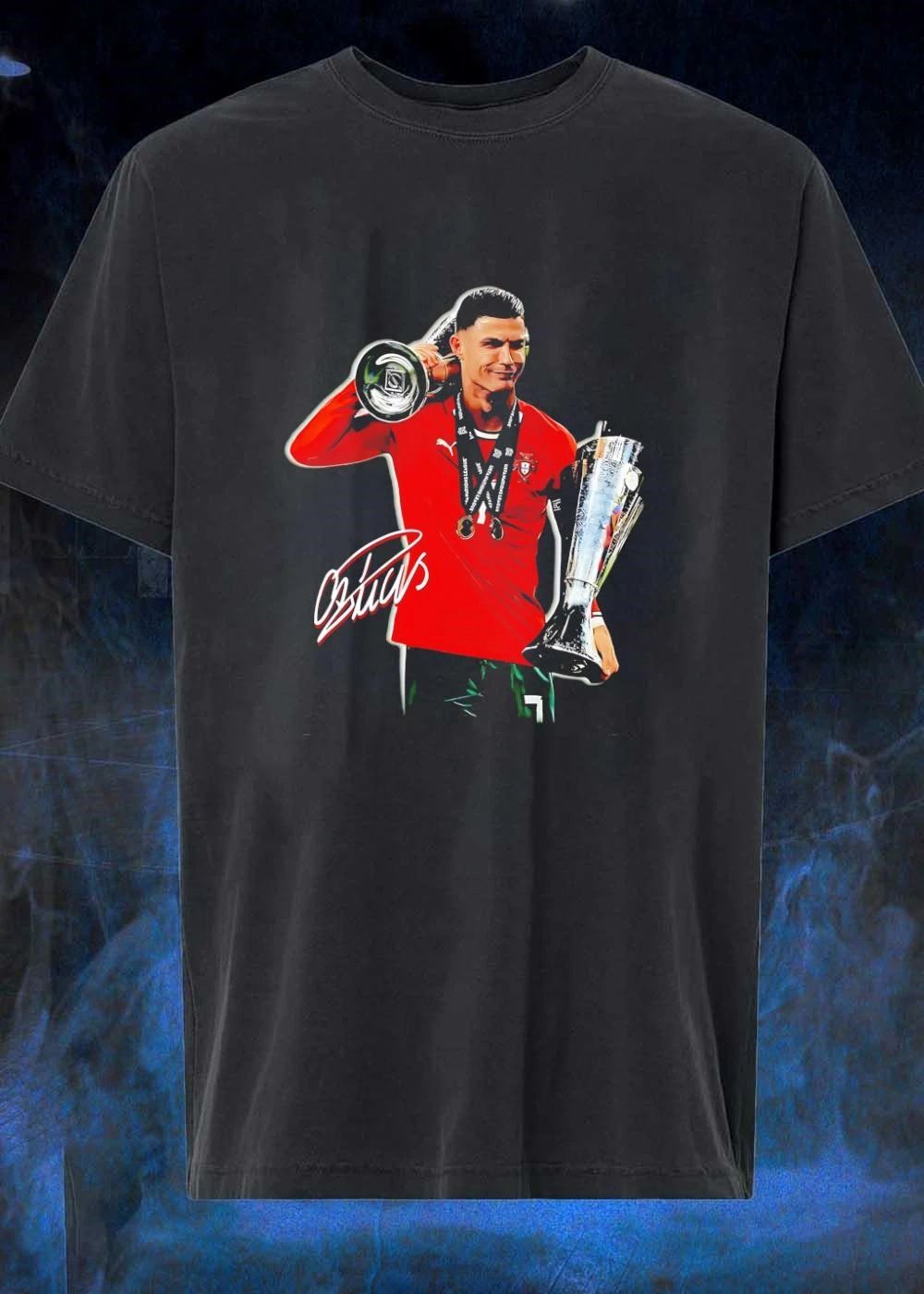 CR7 Cristiano Ronaldo Celebrating with UEFA Nations League Trophy Shirt