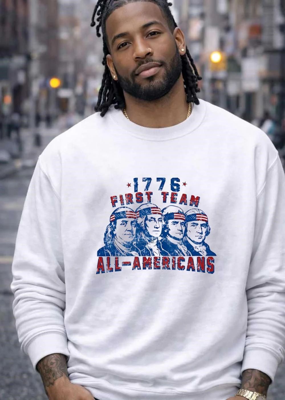 1776 First Team All-Americans Founding Fathers Patriotic T-Shirt