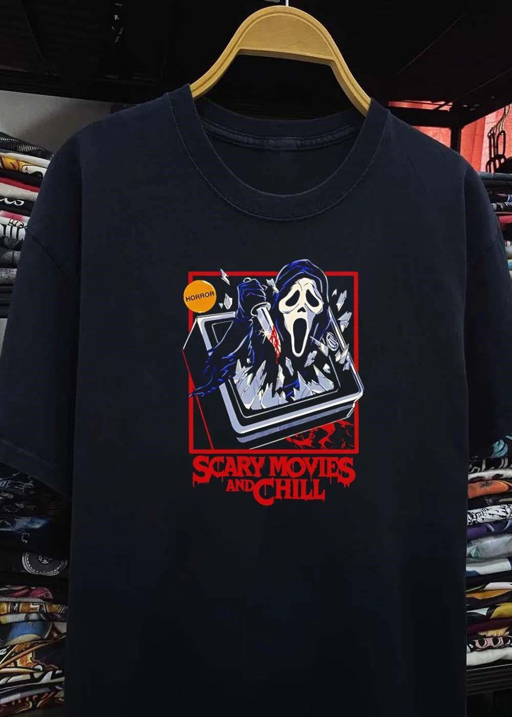 Ghostface Scream Horror Movie Breaking TV Scary Movies and Chill 2026 Shirt