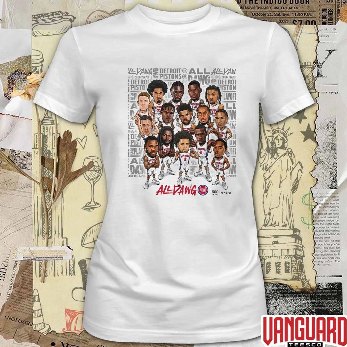 All Dawg Detroit Pistons Playoffs 2026 Caricature NBA Basketball Eastern Conference t-t-shirt