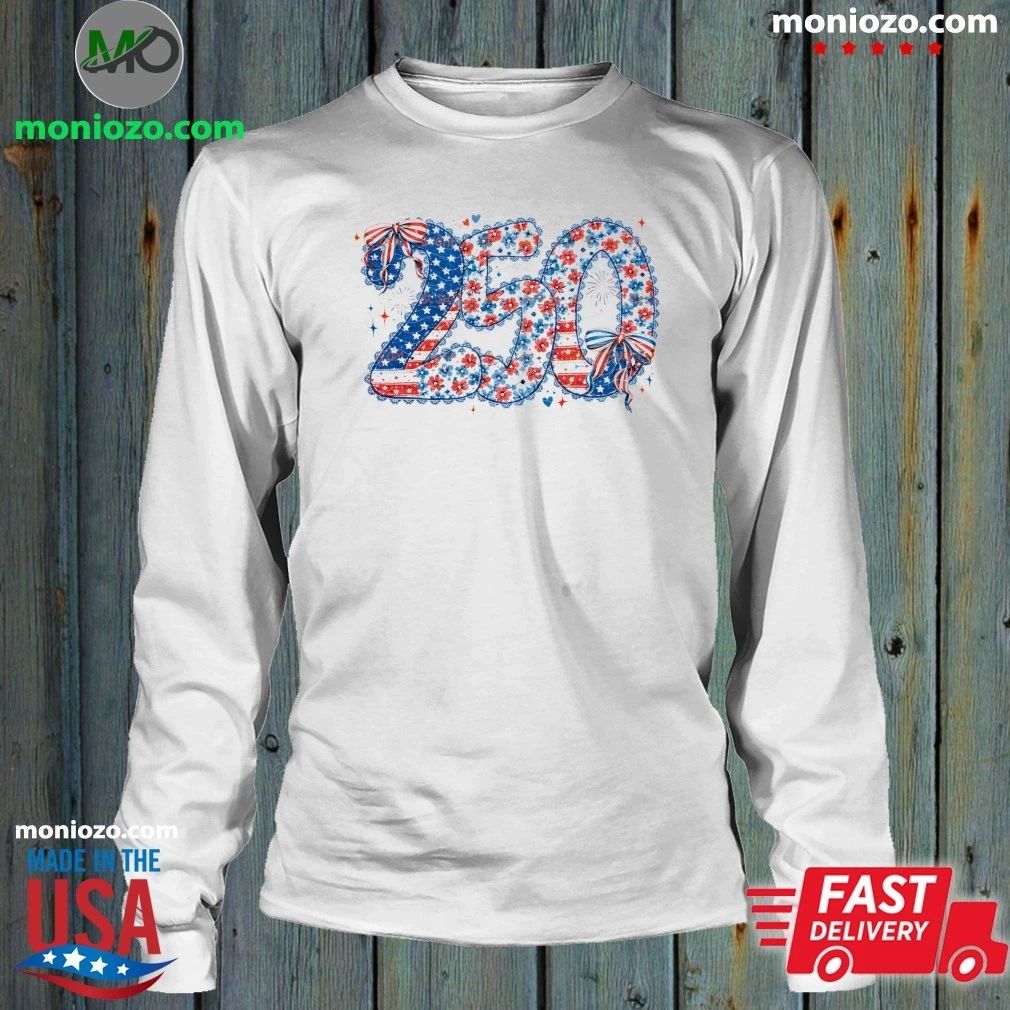 Original USA Floral 250th Anniversary Patriotic Coquette Bow Shirt