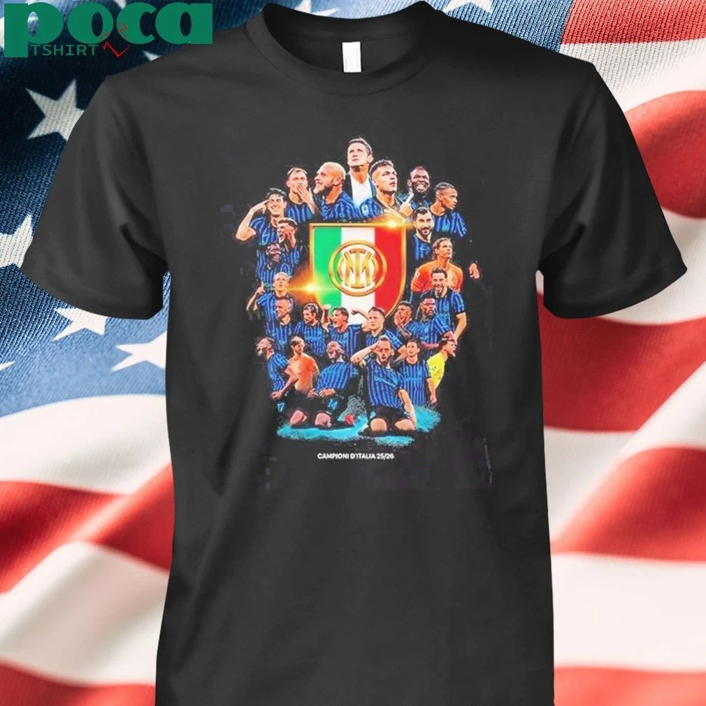 Inter Milan CAMPIONI D’ITALIA 2025 2026 Season Champion Serie A Italia Two Sided T-Shirt