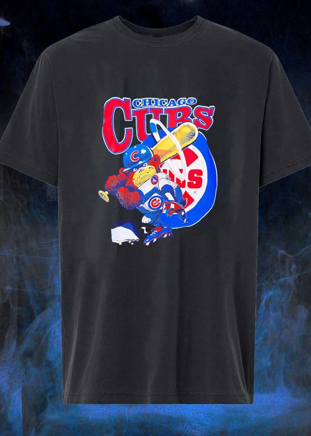 Chicago Cubs cartoon bear hitting baseball shirt