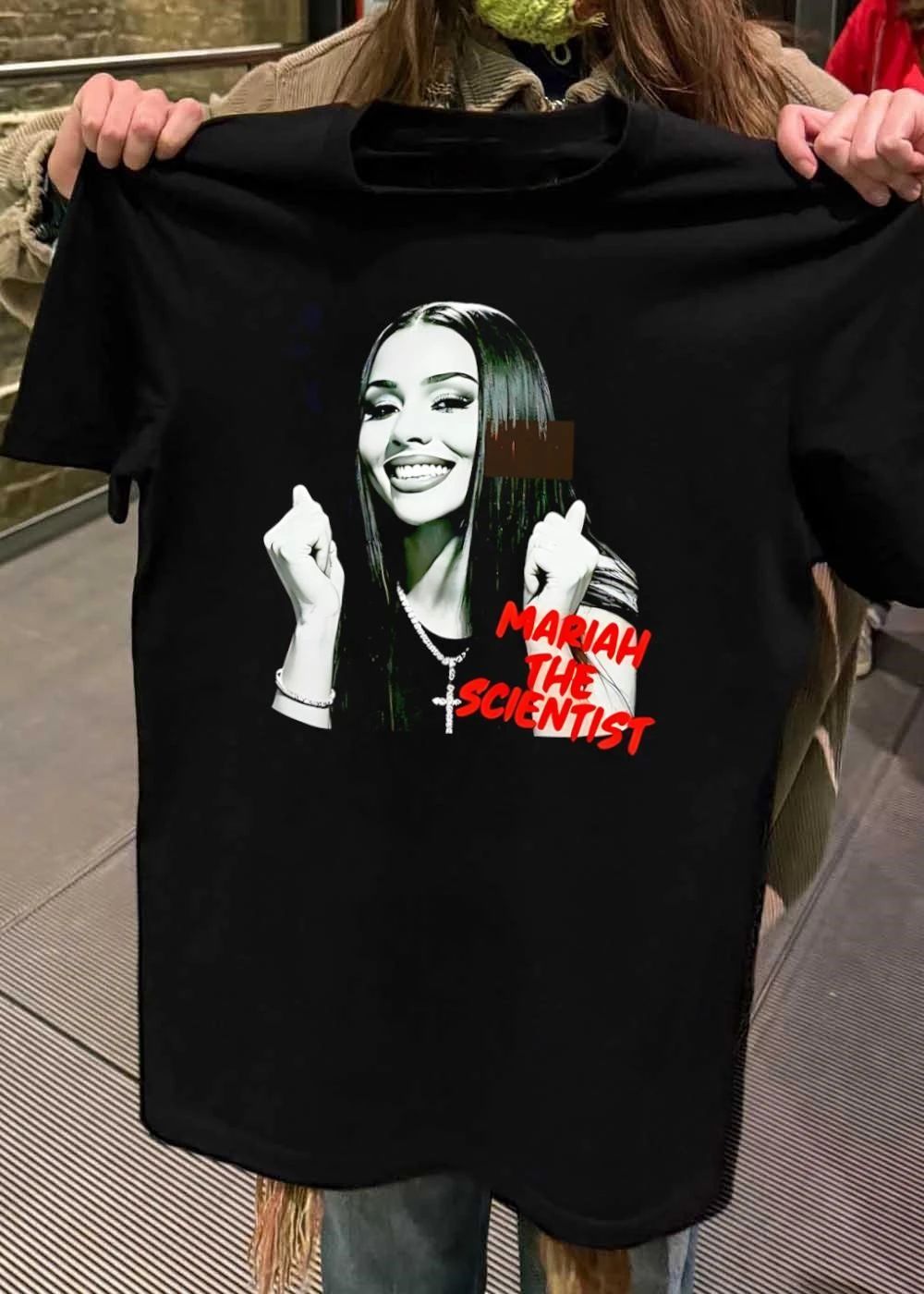 Mariah the Scientist Smiling Portrait Black and White T-Shirt