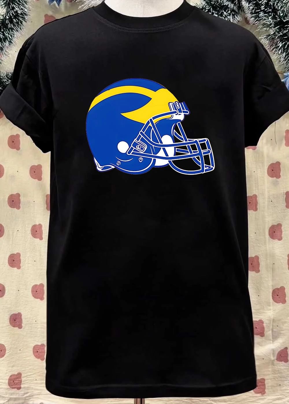 Michigan Wolverines American Football helmet shirt