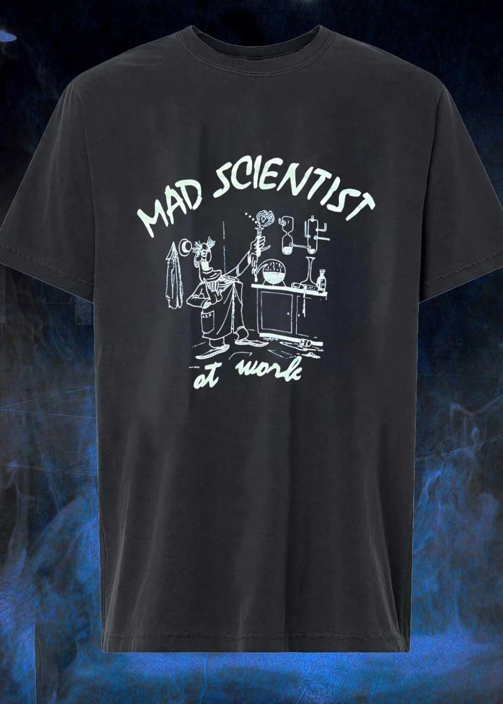 Mad Scientist at Work Cartoon Man Lab Experiment Vintage T-Shirt