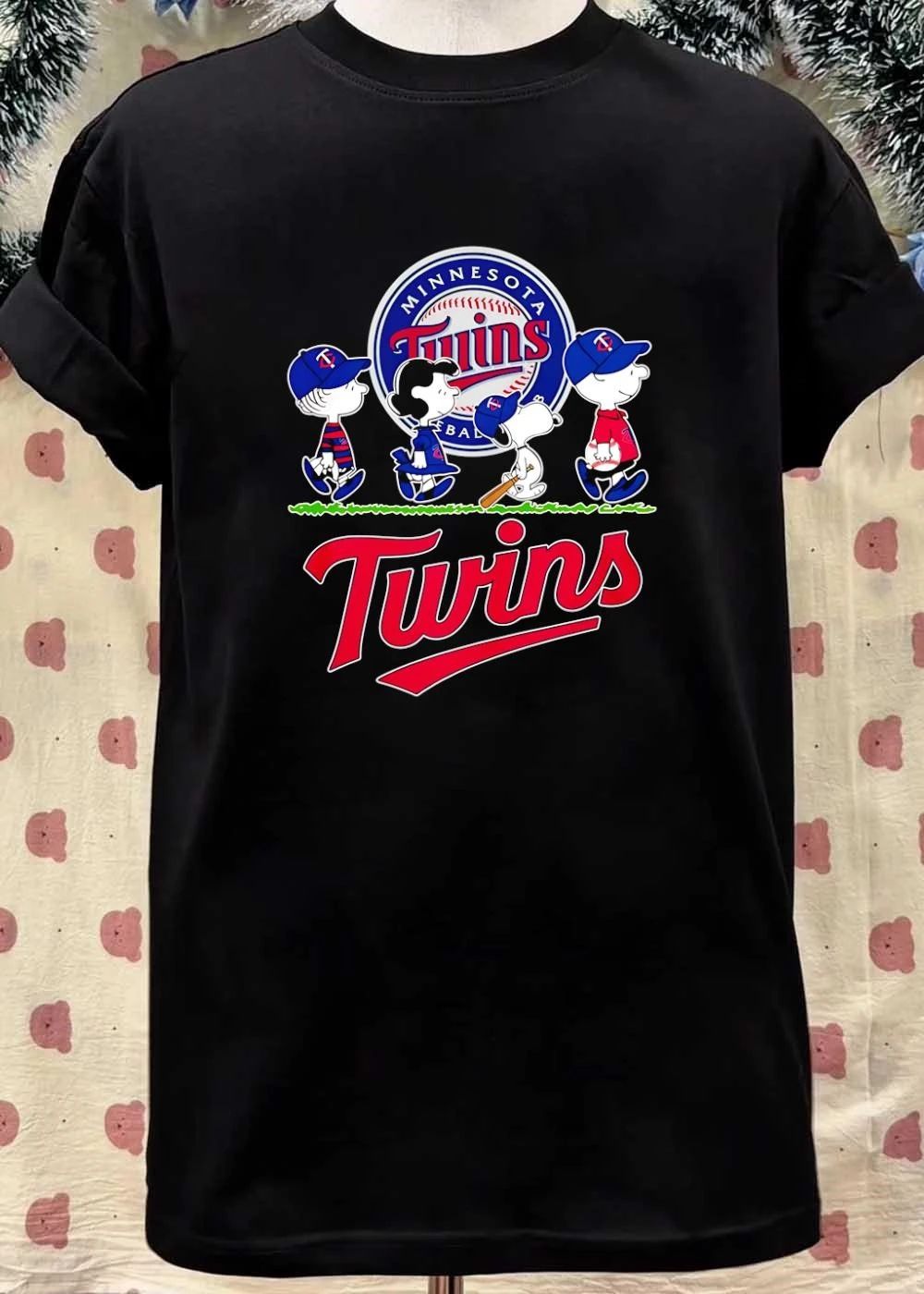 Peanuts Characters Marching Minnesota Twins Logo Twins T-Shirt