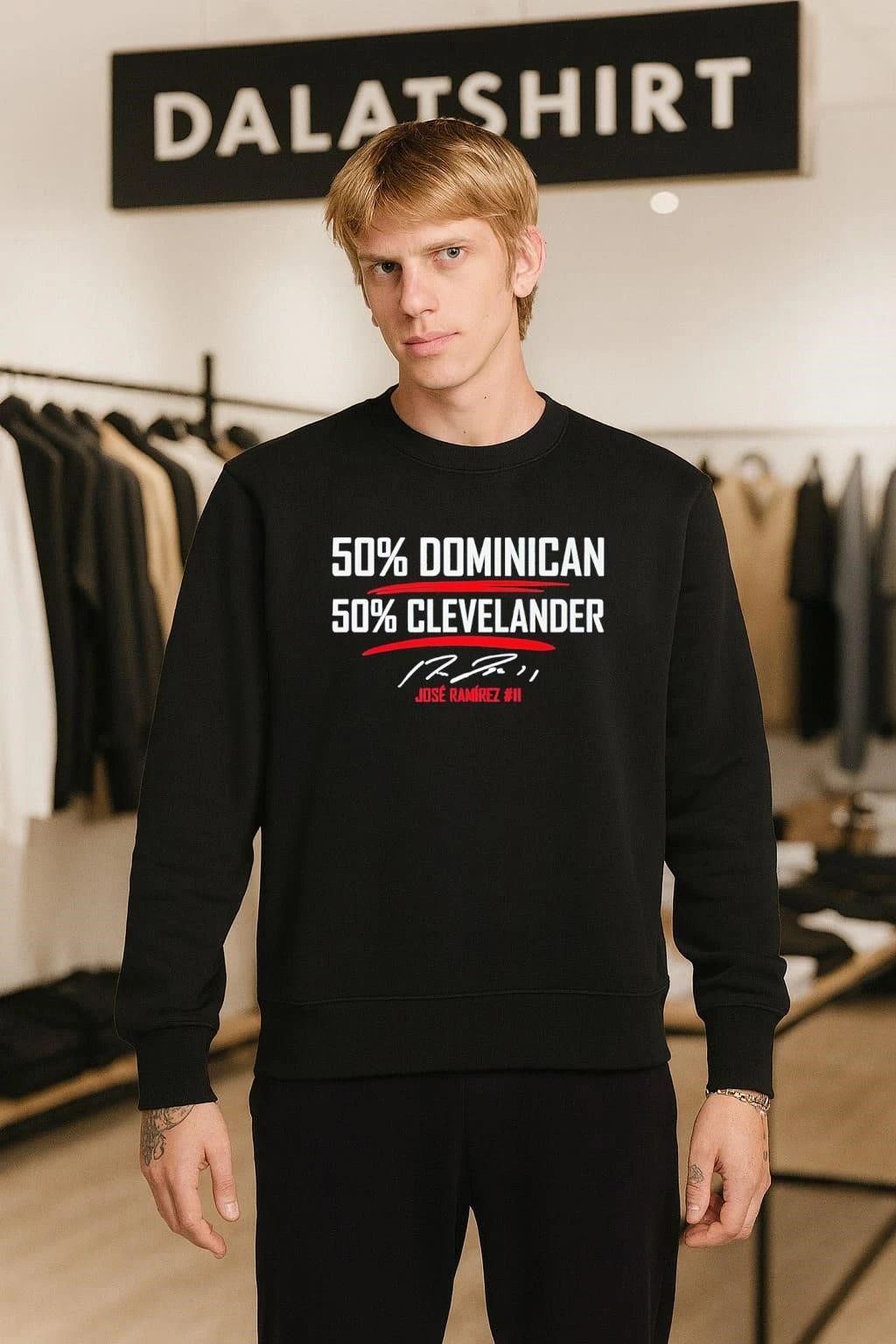 50% Dominican 50% Clevelander José Ramírez Cleveland Guardians shirt