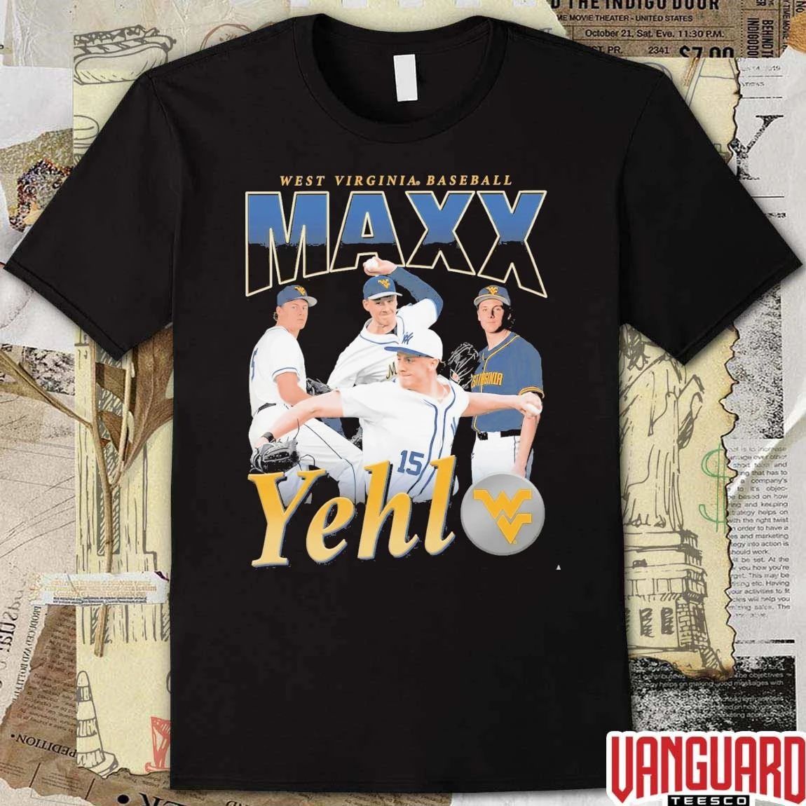 2026 Maxx Yehl Retro 90s West Virginia Mountaineers Baseball t-shirt