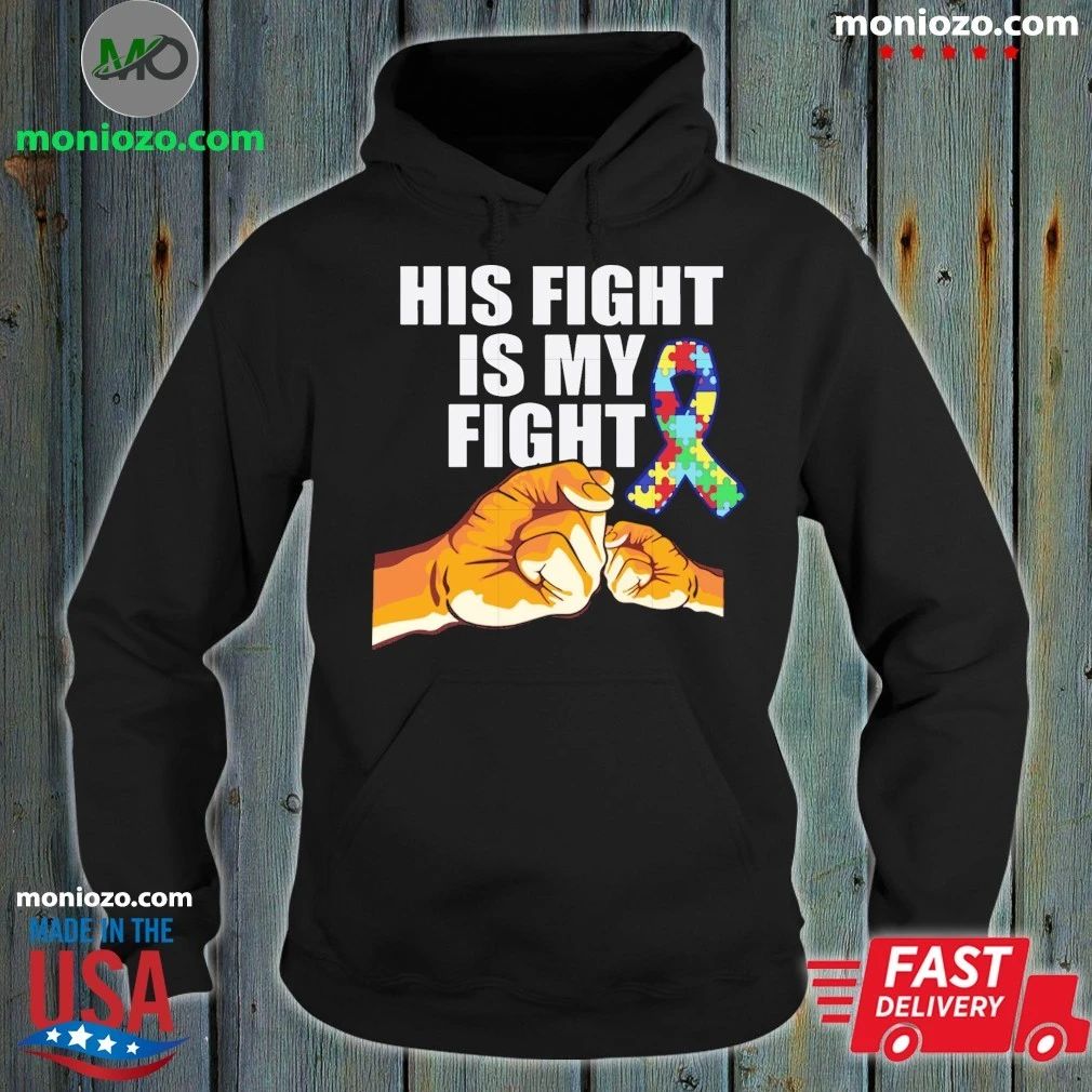 His fight is fight autism symbol autism awareness ribbon shirt
