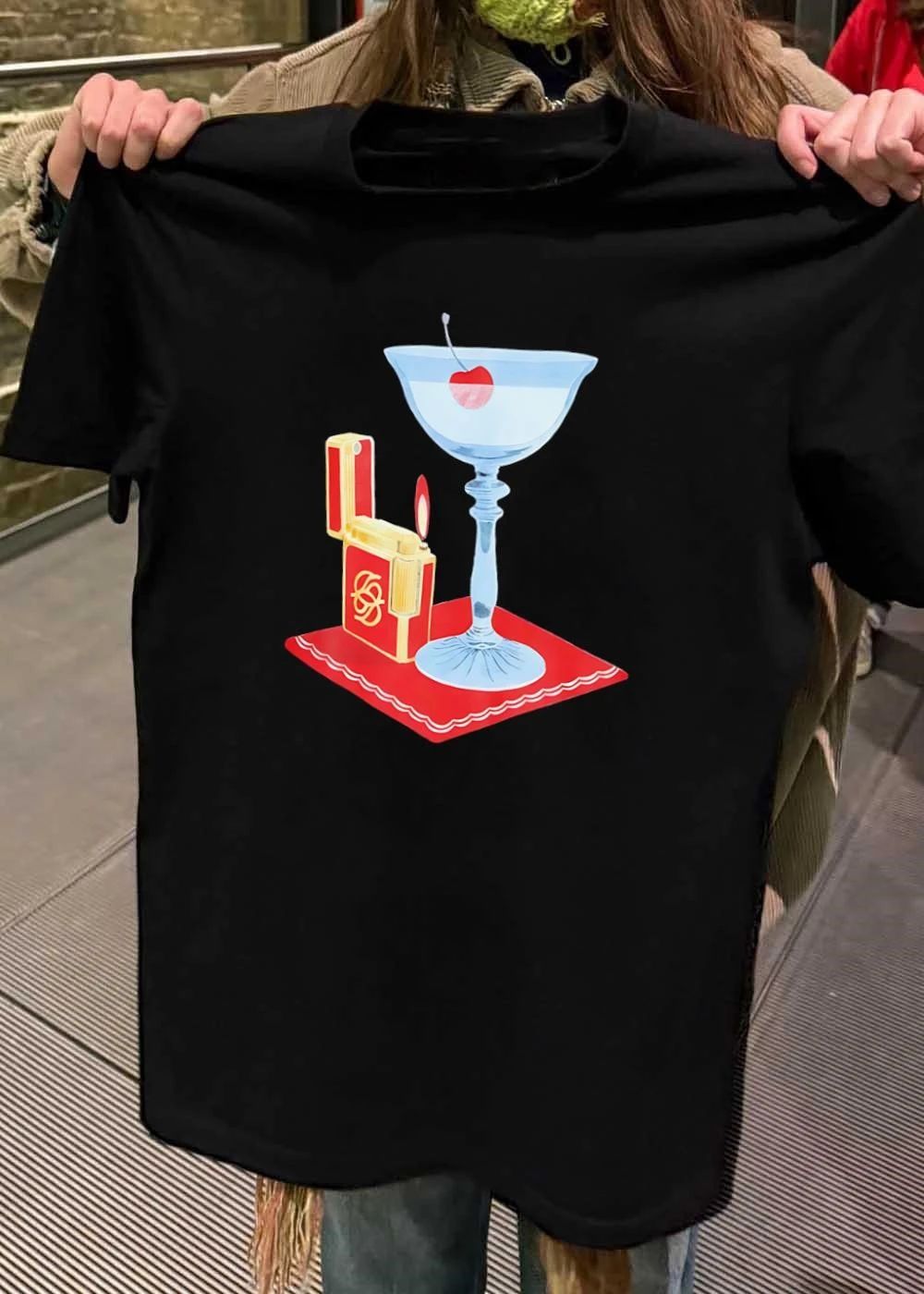 Luxury Lifestyle Accessory Cherry Cocktail and Gold Lighter T-Shirt