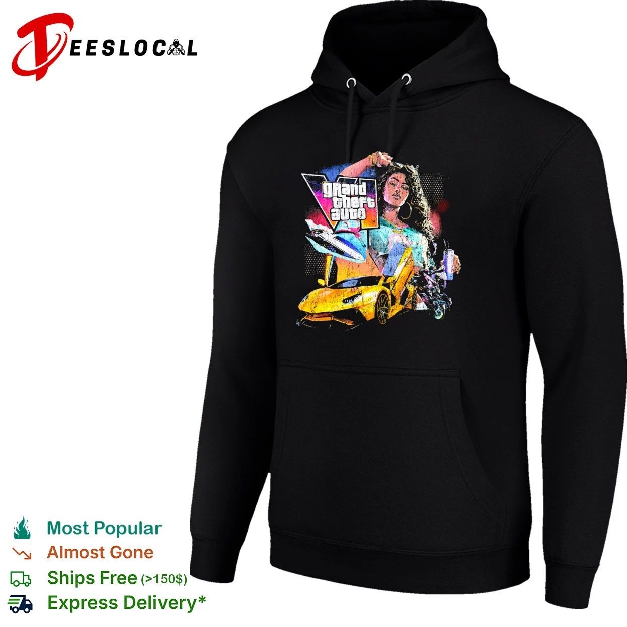 Grand Theft Auto VI Woman with Sports Car and Flamingo T-shirt