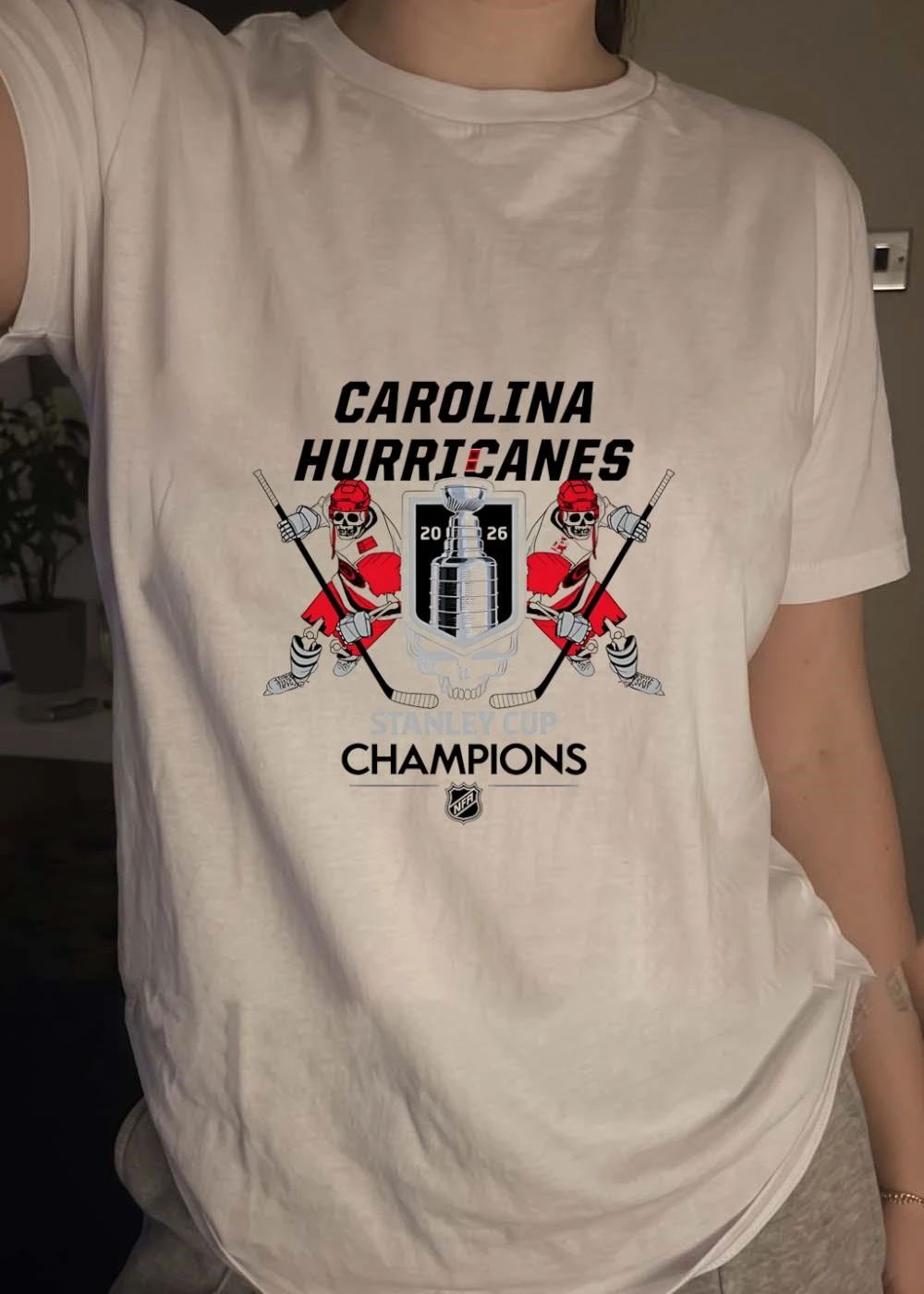 Carolina Hurricanes 2026 Stanley Cup Champions Skeleton Hockey T-Shirt