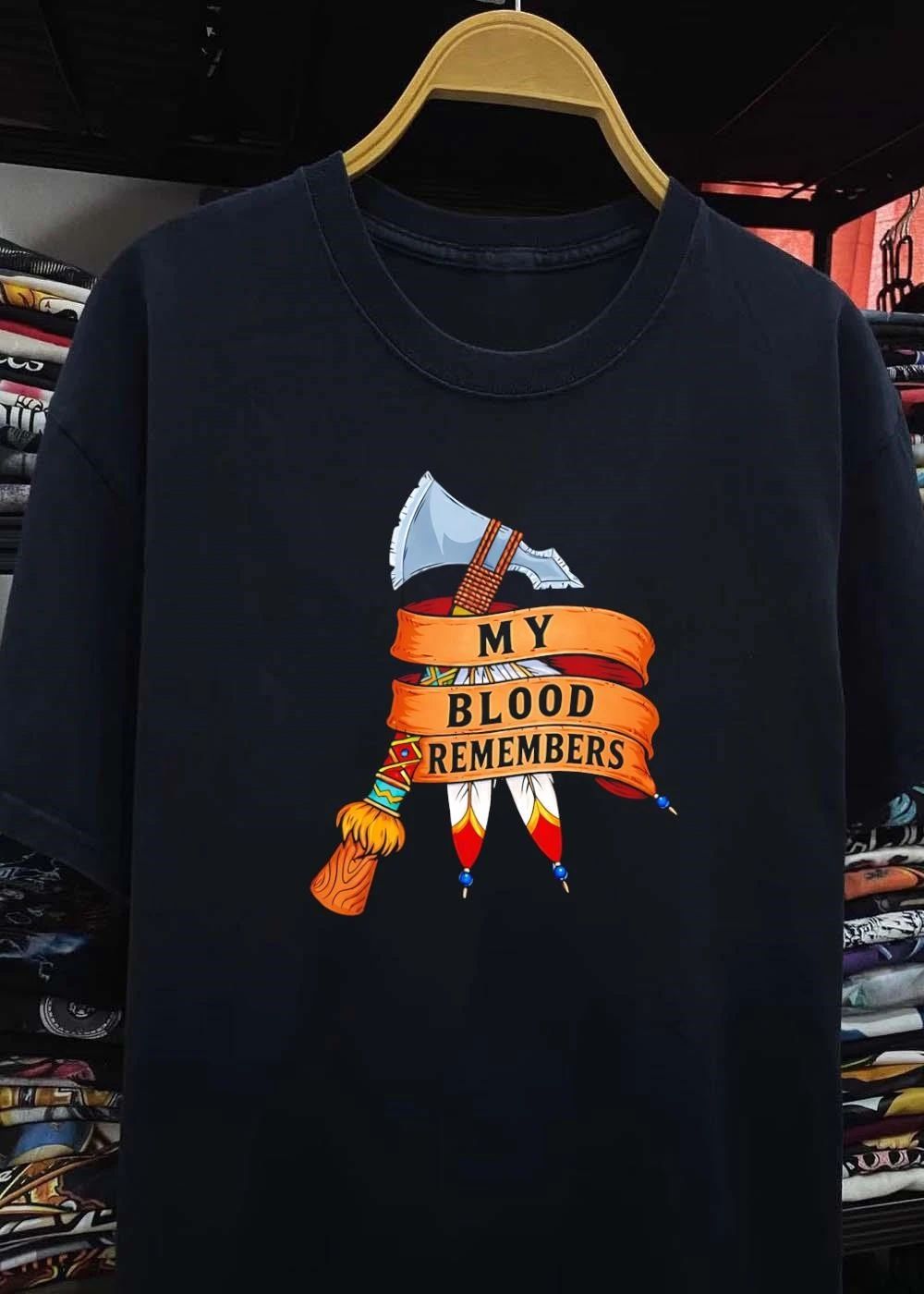 My Blood Remembers Axe Feathers Shirt