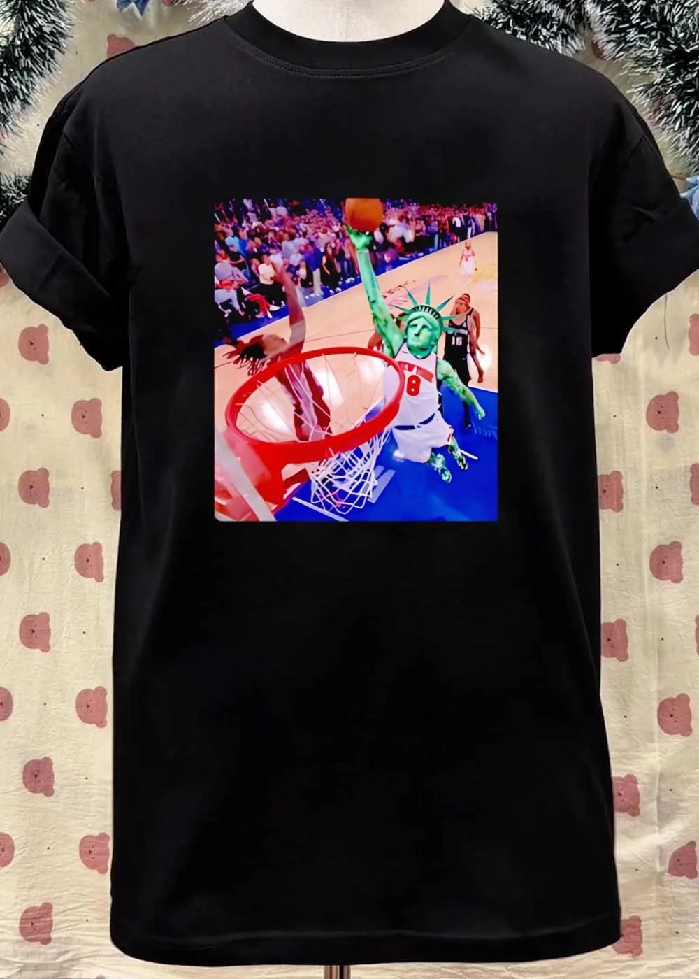 Liberty Statue Dunking New York 8 Basketball Shirt