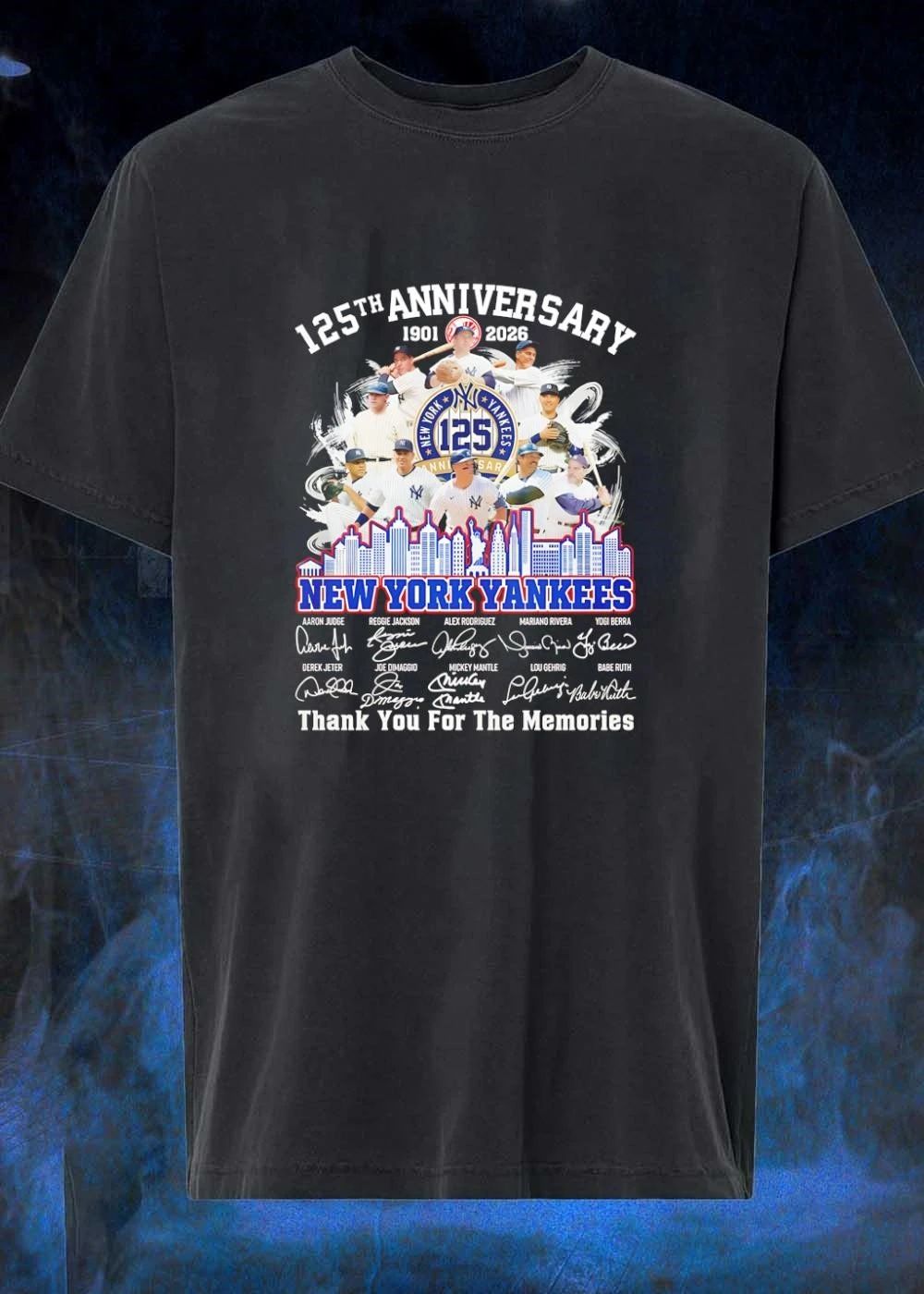 125th Anniversary 1901 2026 New York Yankees Legends Signatures Skyline shirt