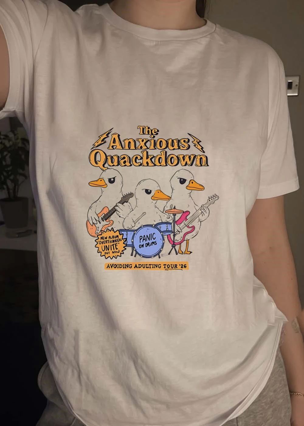 The Anxious Quackdown new album Overthinkers Unite out now Avoiding Adulting Tour 26 shirt