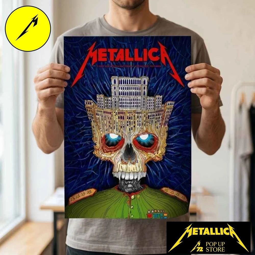 Metallica M72 Bucharest Limited Edition Show Screen Print By Matei Apostolescu At Arena Nationala Romania On May 13 2026 Probity Merch Wall Art Poster Canvas