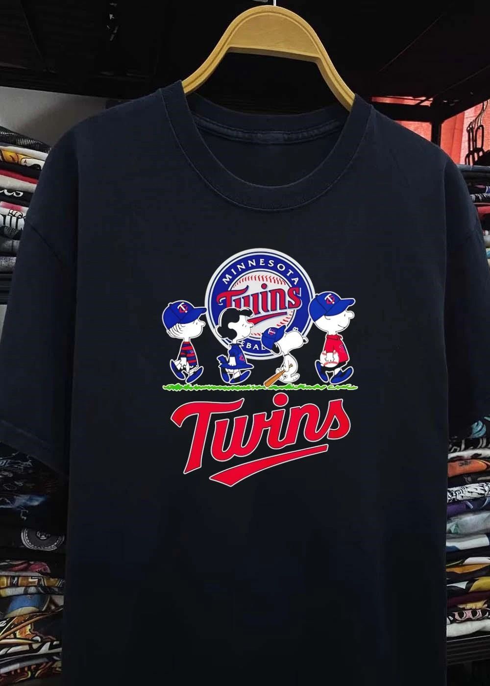 Peanuts Characters Marching Minnesota Twins Logo Twins T-Shirt