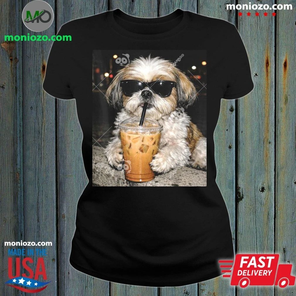 Original Shih Tzu Drinking Iced Coffee Shih Tzu Dog Meme Shirt