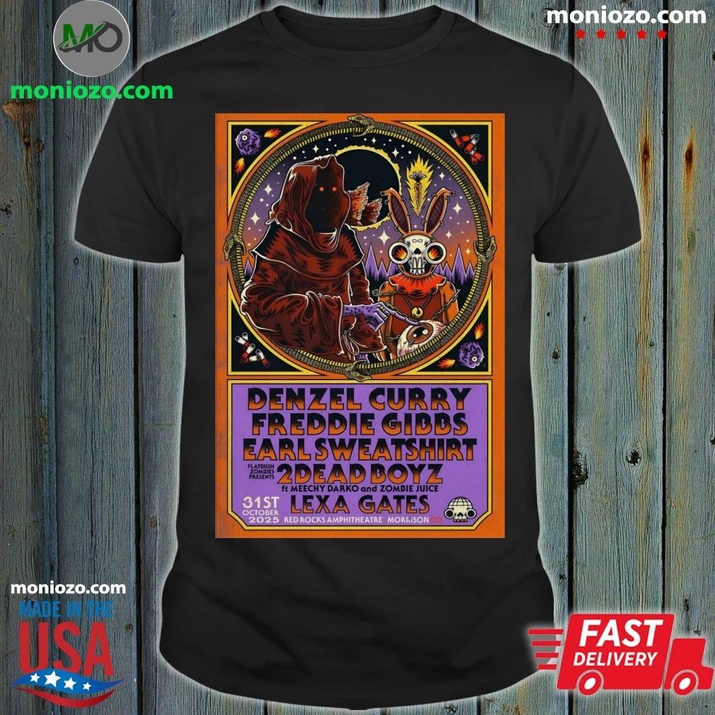 Denzel Curry And Freddie Gibbs With Earl Sweatshirt 10 31 2025 Red Rocks Amphitheatre Poster Shirt – Best Gift for Music Fans