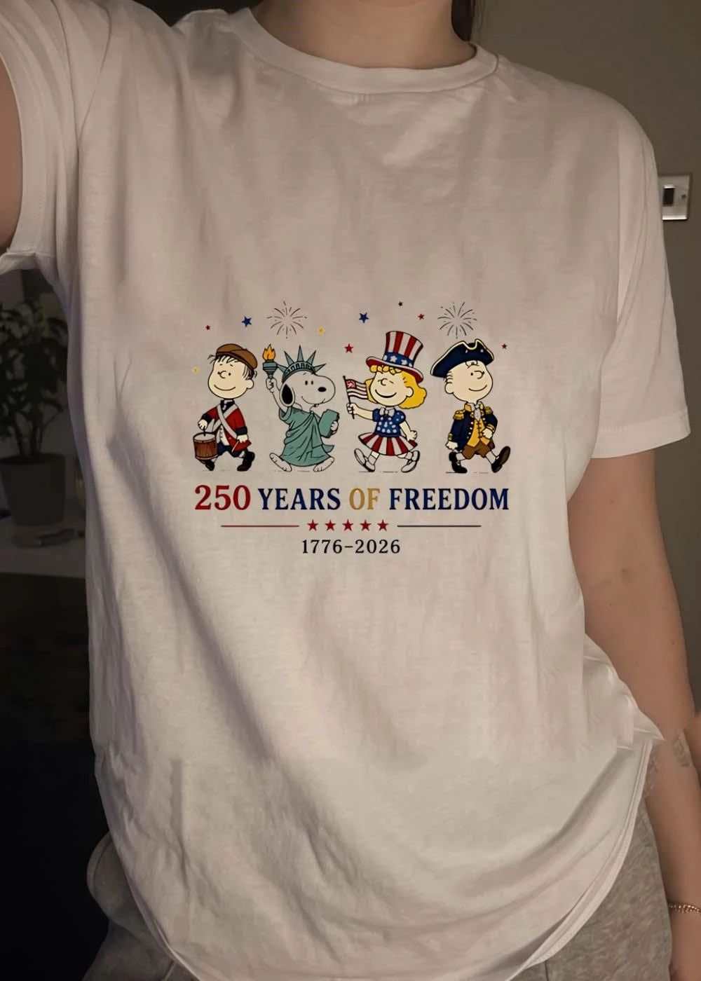 Peanuts 250 Years of Freedom 1776 2026 Characters Patriotic T-Shirt