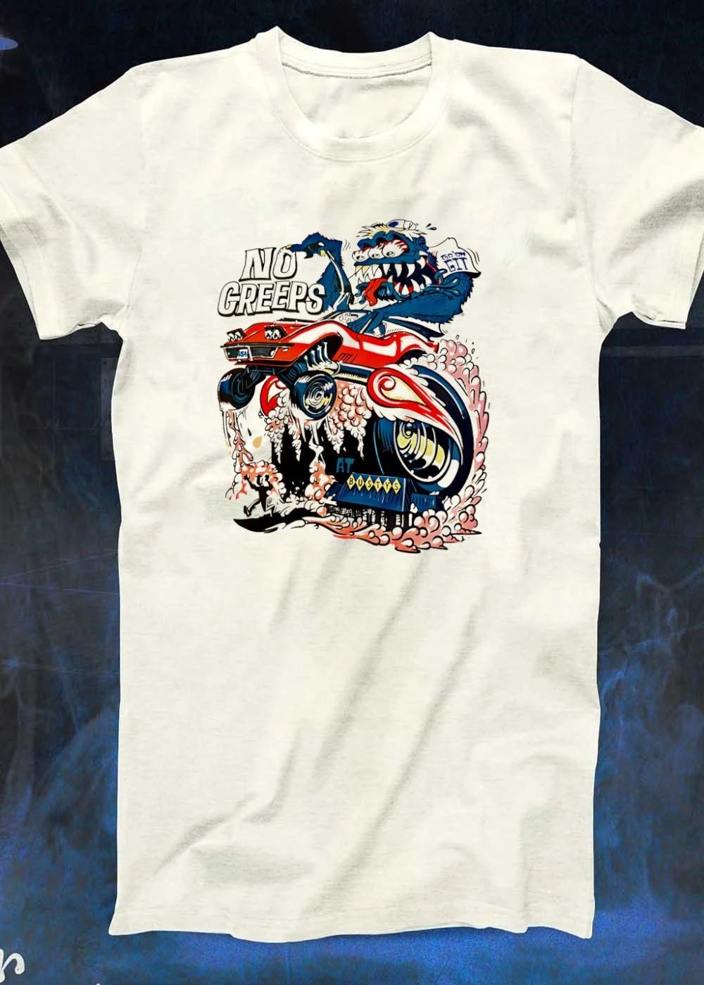 No Creeps At Bustys Orange Monster Truck Racing Car Cartoon shirt