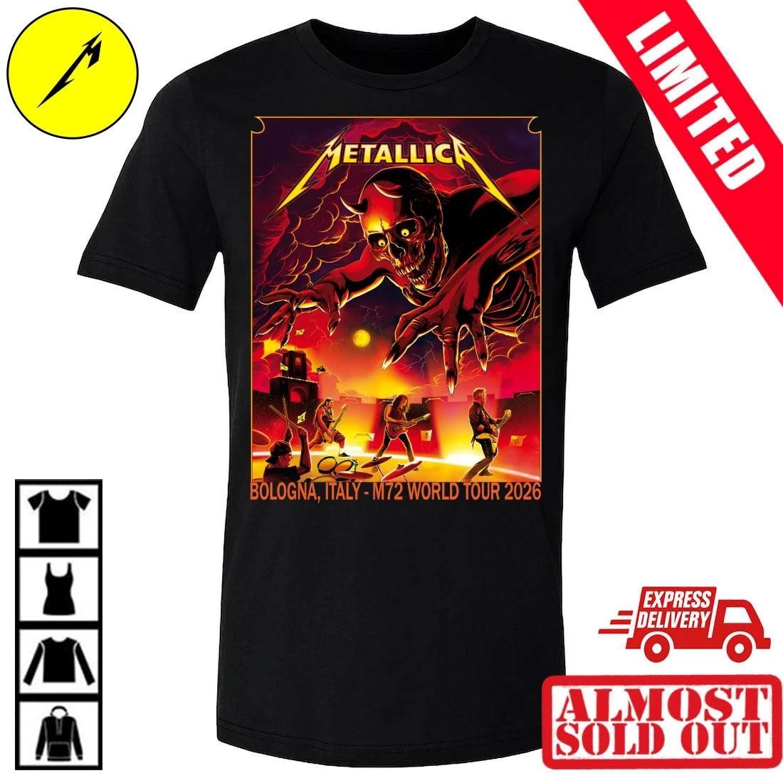 Metallica Pop-Up Shop Bologna 2026 T-Shirt Nino Cammarata Art