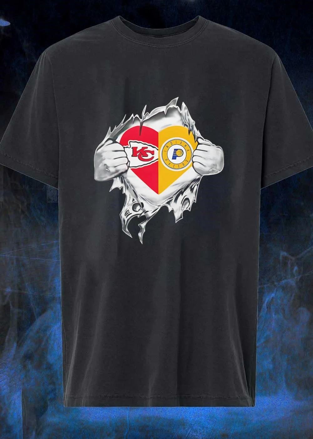 KC Chiefs Indiana Pacers Heart Ripped Open T-Shirt