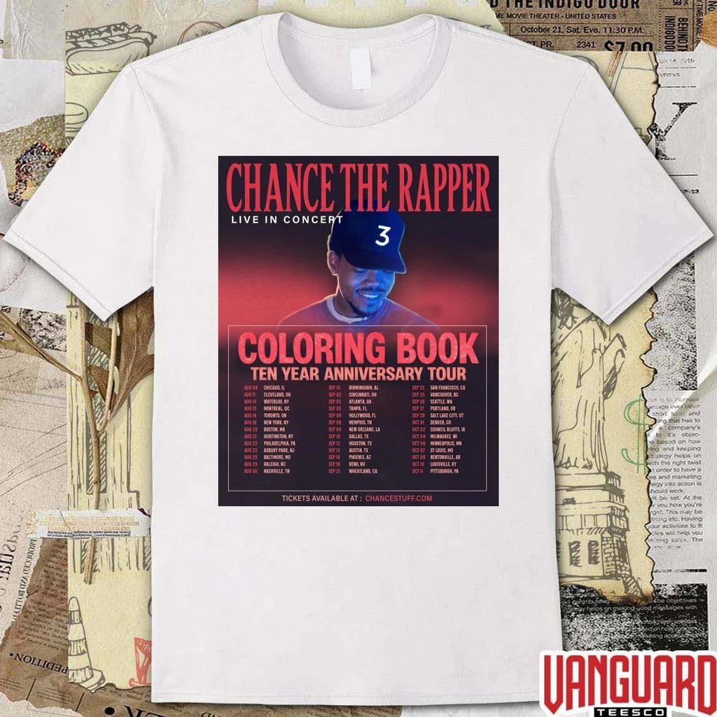Chance the Rapper Live In Concert Coloring Book Ten Year Anniversary Tour 2026 Poster t-shirt