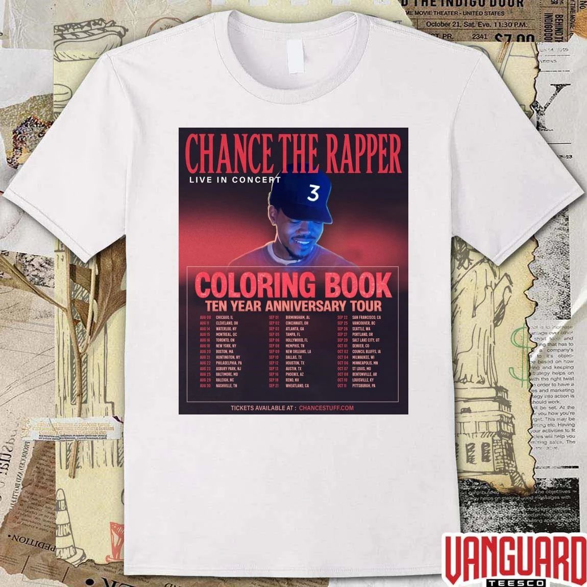 Chance the Rapper Live In Concert Coloring Book Ten Year Anniversary Tour 2026 Poster t-shirt