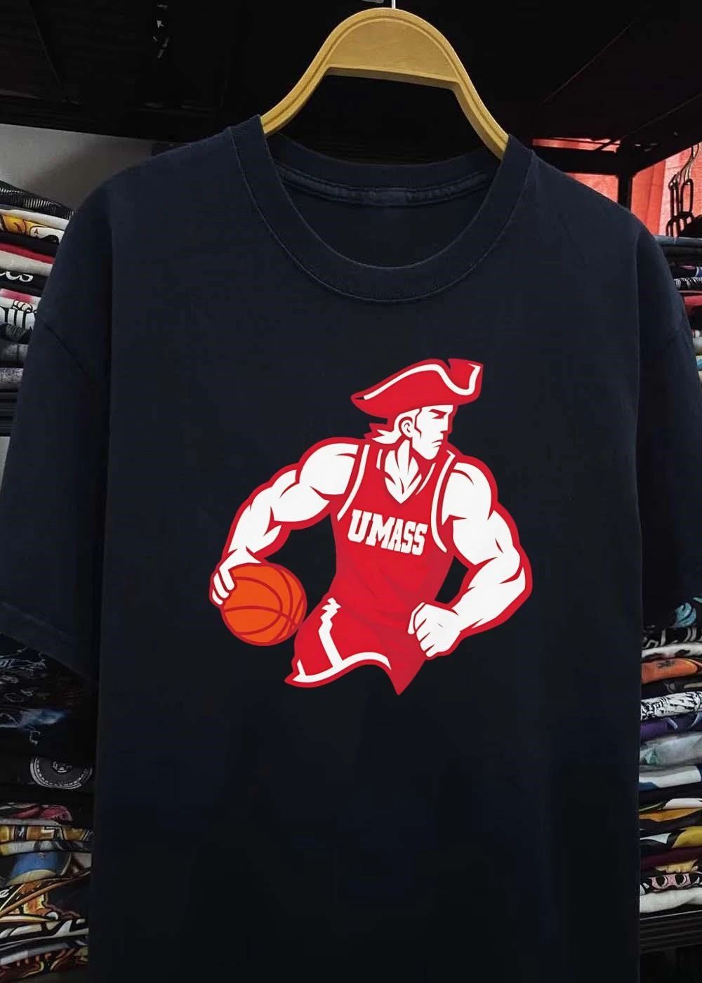 Minuteman Dribbling Ball UMass shirt