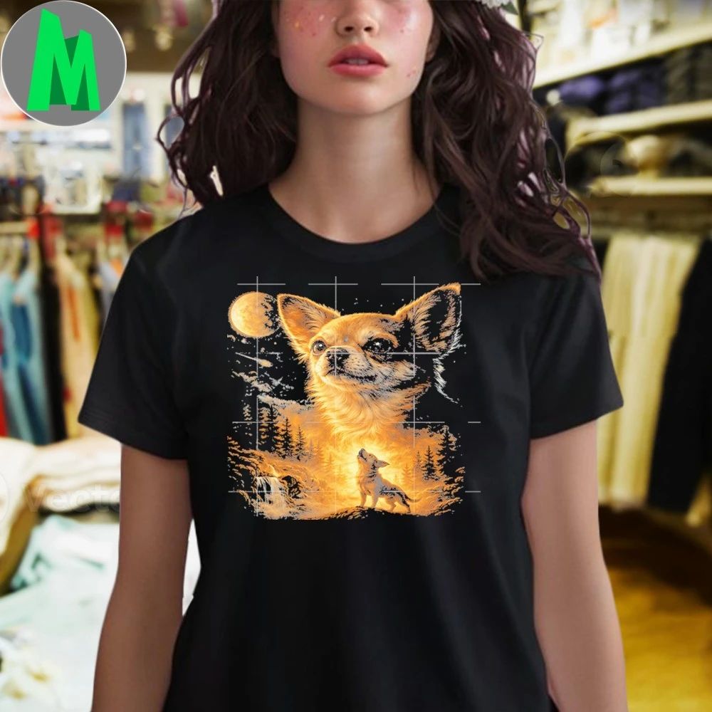 Original Chihuahua Howling To The Moon Vintage Funny Chihuahua Dog Shirt