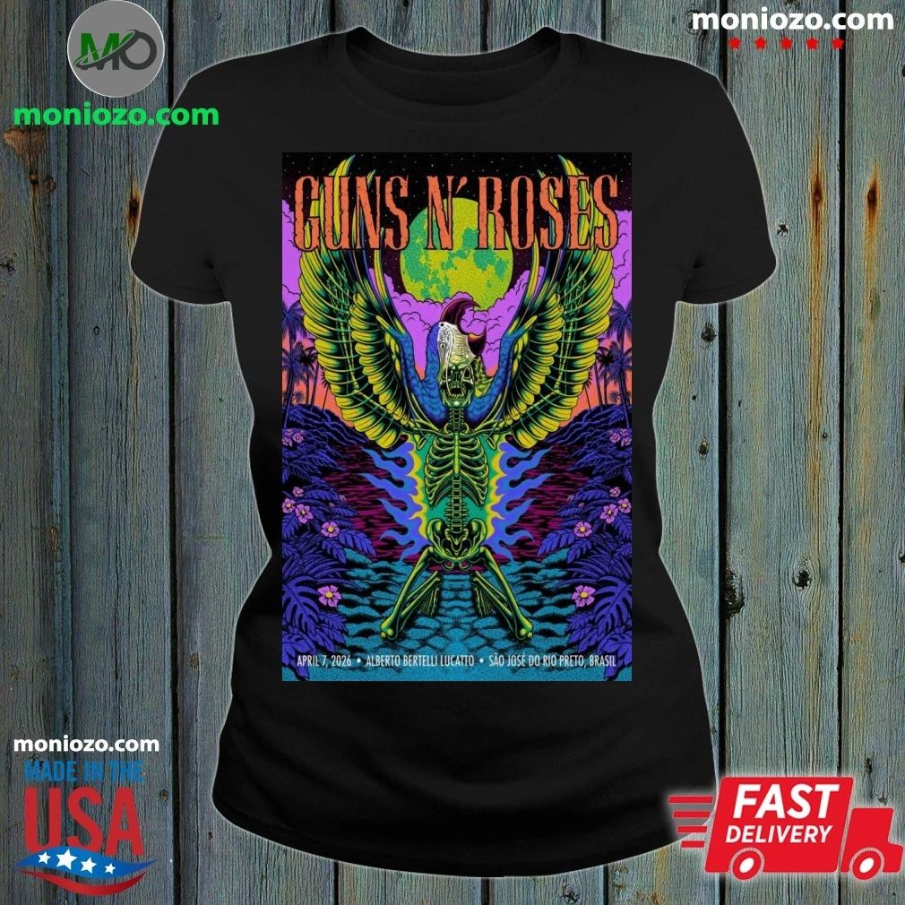 Original Guns N Roses Brasil Poster For Sao Jose do Rio Preto On April 7 2026 Edition For Fan Shirt
