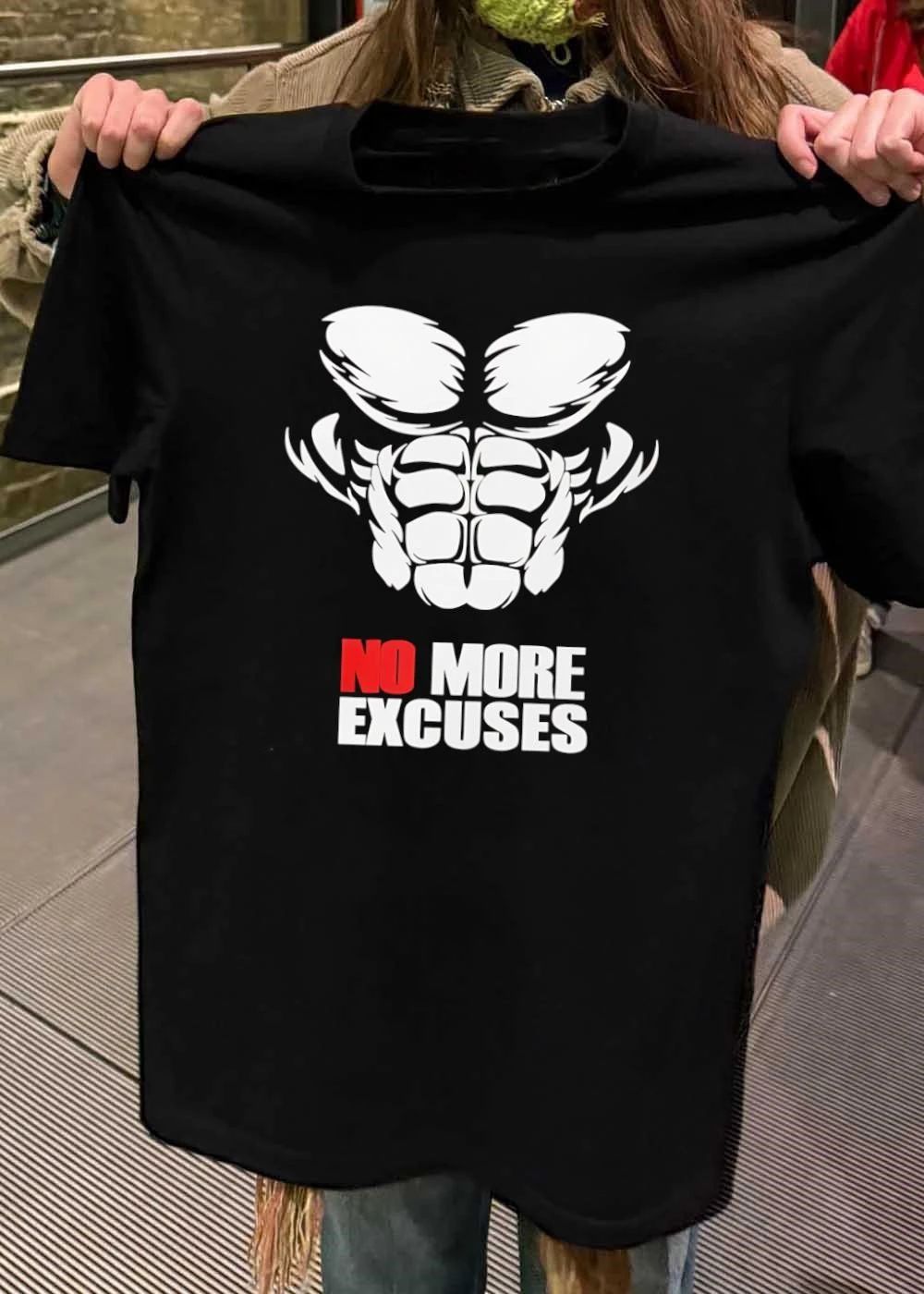 Fitness Apparel’ Abdominal Muscle Workout No More Excuses T-Shirt
