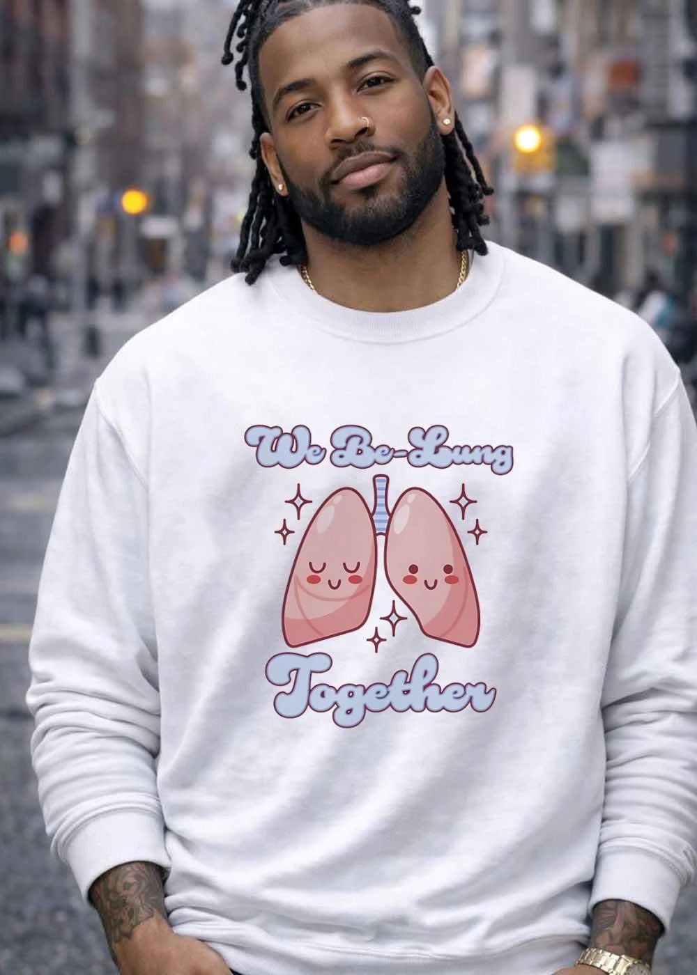 Cute Pun Illustration We Be-Lung Together Romantic Pair Anatomy T-Shirt