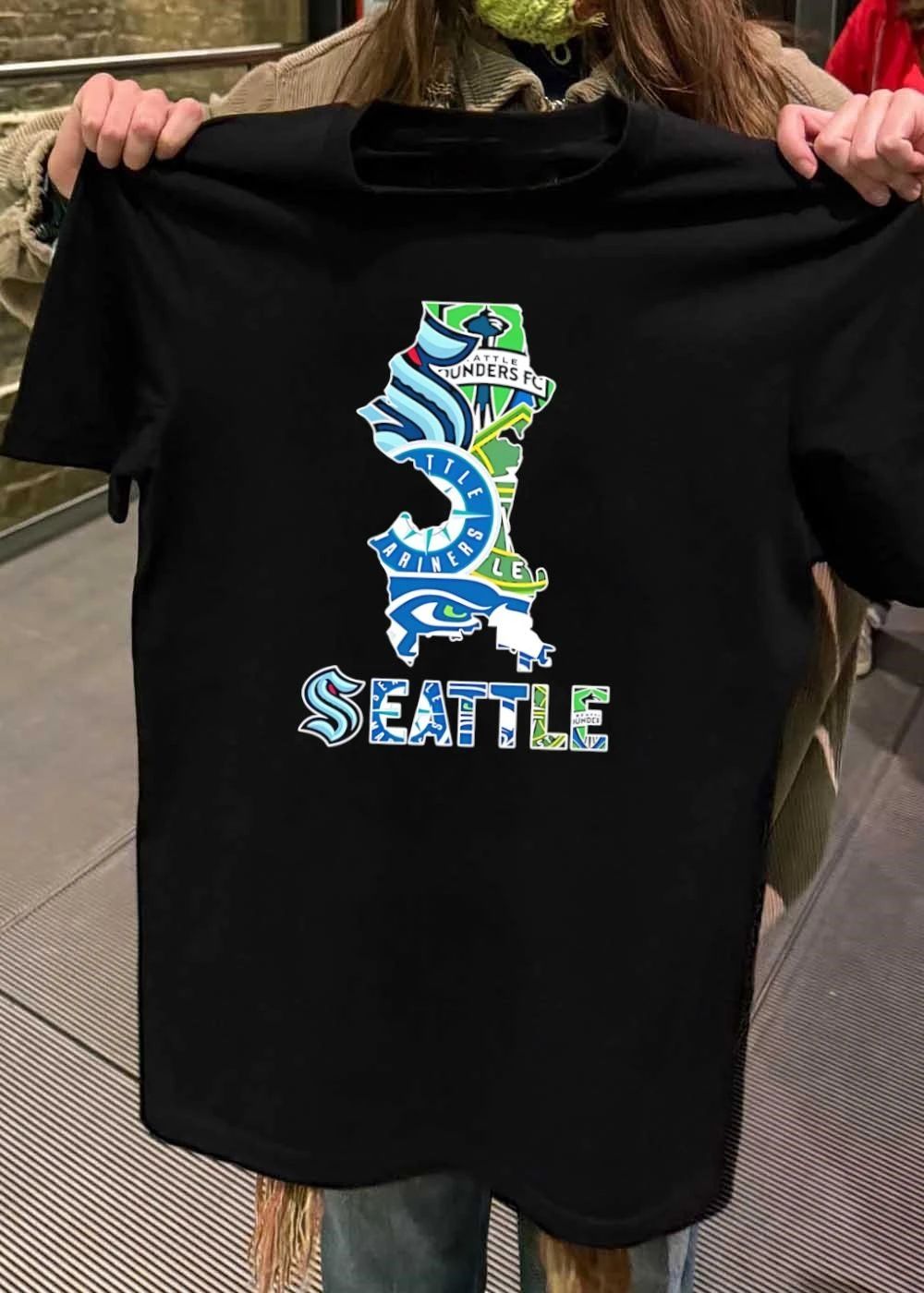 Seattle Sports Icons of Sounders Mariners Kraken Seahawks Apparel T-Shirt