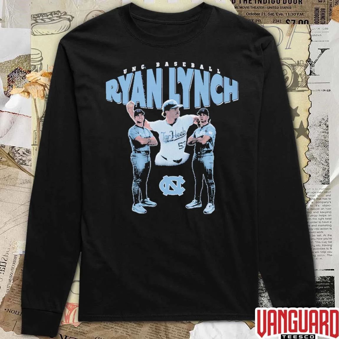 Ryan Lynch Unc Tar Heels Baseball Illustrated t-shirt