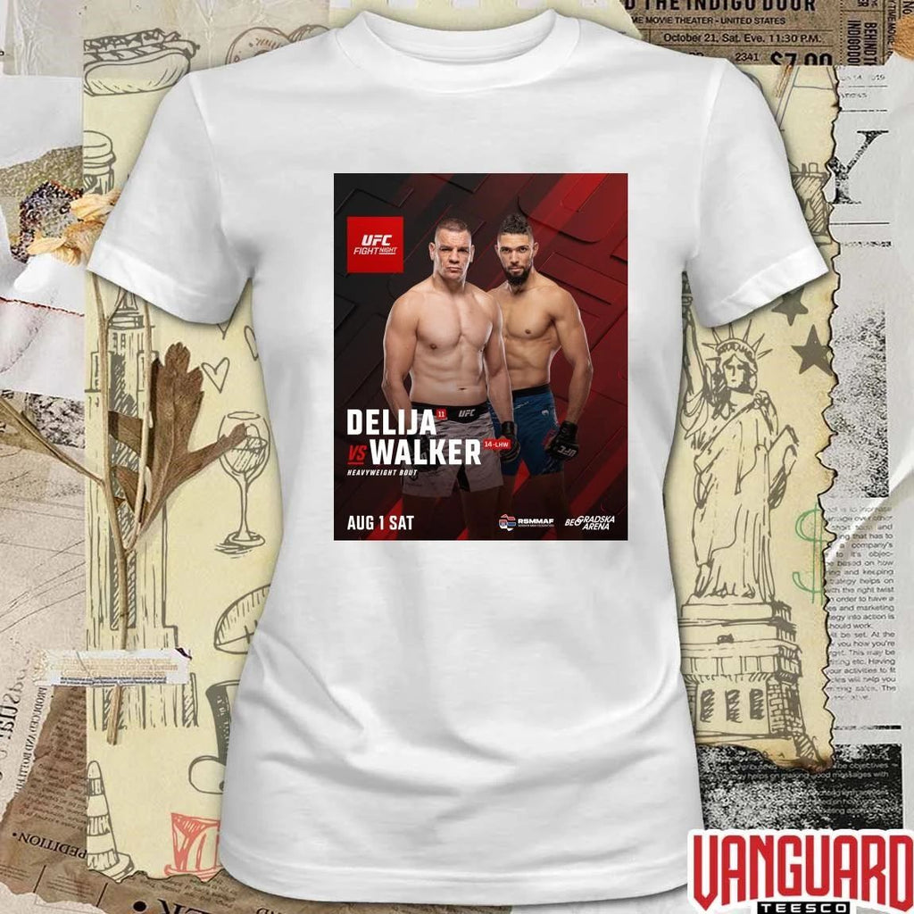 UFC Fight Night Delija Vs Walker Heavyweight Bout August 1 2026 Poster t-shirt