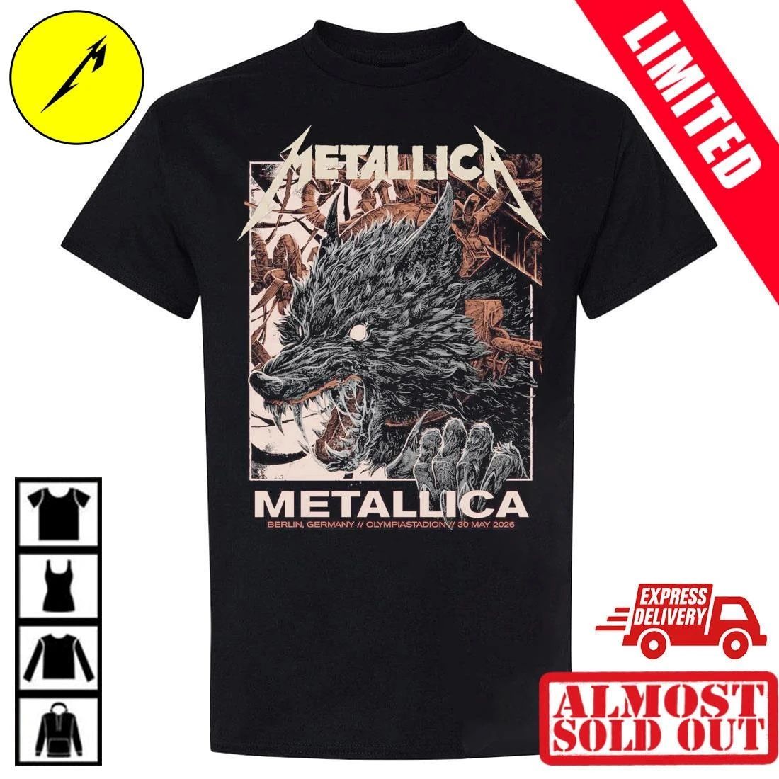 Berlin Metallica T-Shirt 30. Mai 2026 – Olympiastadion Official Pop-Up Shop – M72 Tour Collin Estrada