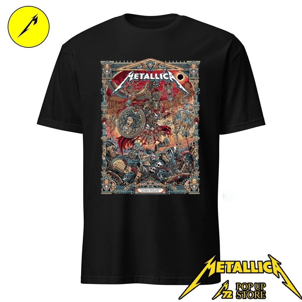 Metallica M72 Athens 2026 Pop Up Shop Poster At Greece Olympic Stadium On May 9 2026 The Warrior With Medusa Shield Art By Juan Ma Orozco Shirt