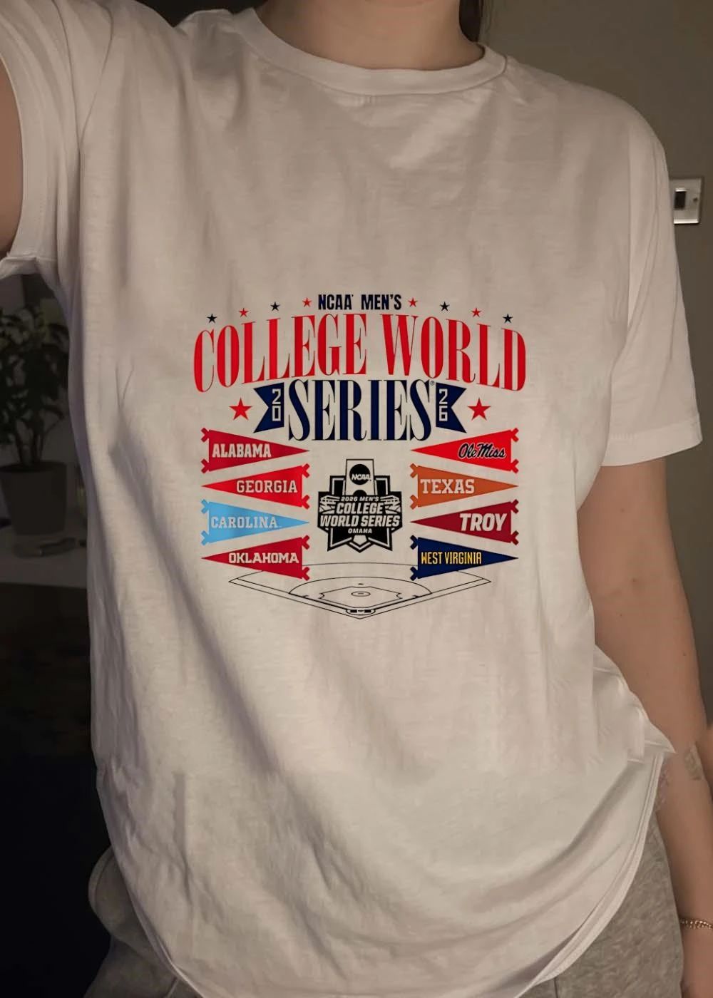 NCAA Men’s College World Series 2026 Alabama Georgia Carolina Oklahoma Ole Miss Texas Troy West Virginia T-Shirt