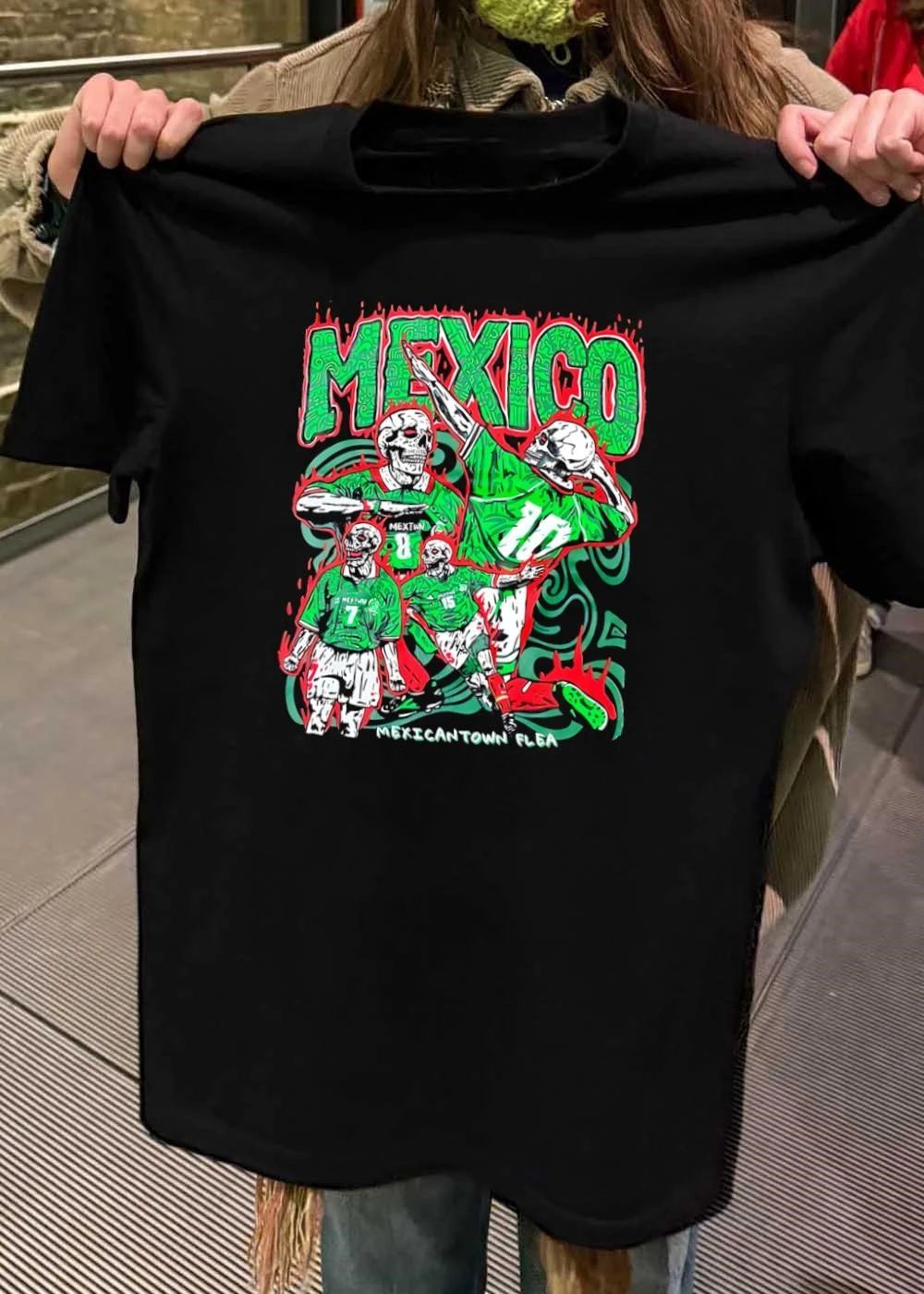 Mexicantown Flea Skeletons Playing Soccer Mexico 8 10 7 15 Mextwn T-Shirt