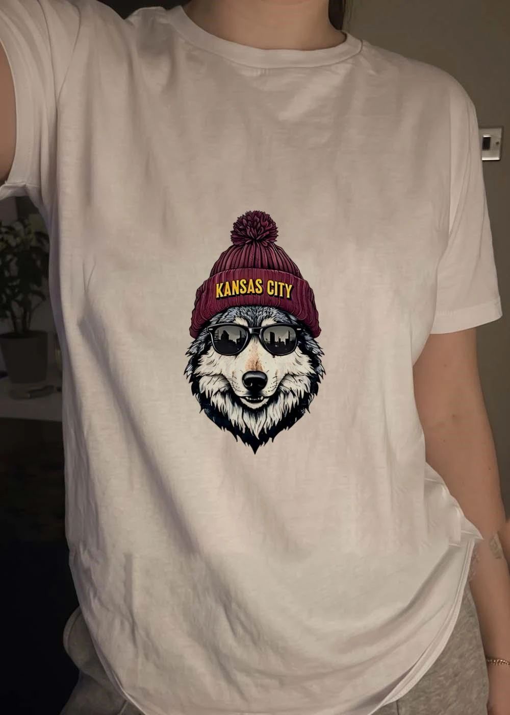 Kansas City Wolf Wearing Beanie and Sunglasses Kansas City Wolf T-Shirt