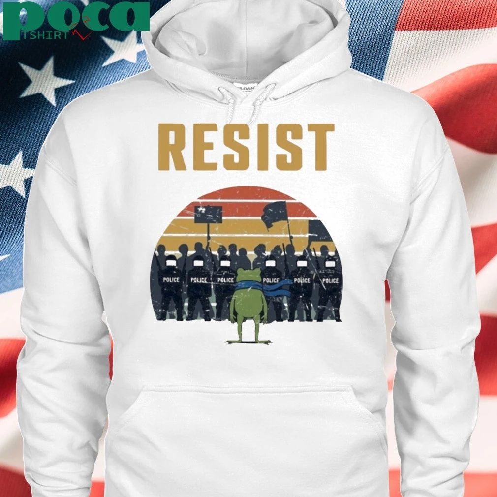 Resist Police portland Frog Protest Sunset Vintage T-shirt