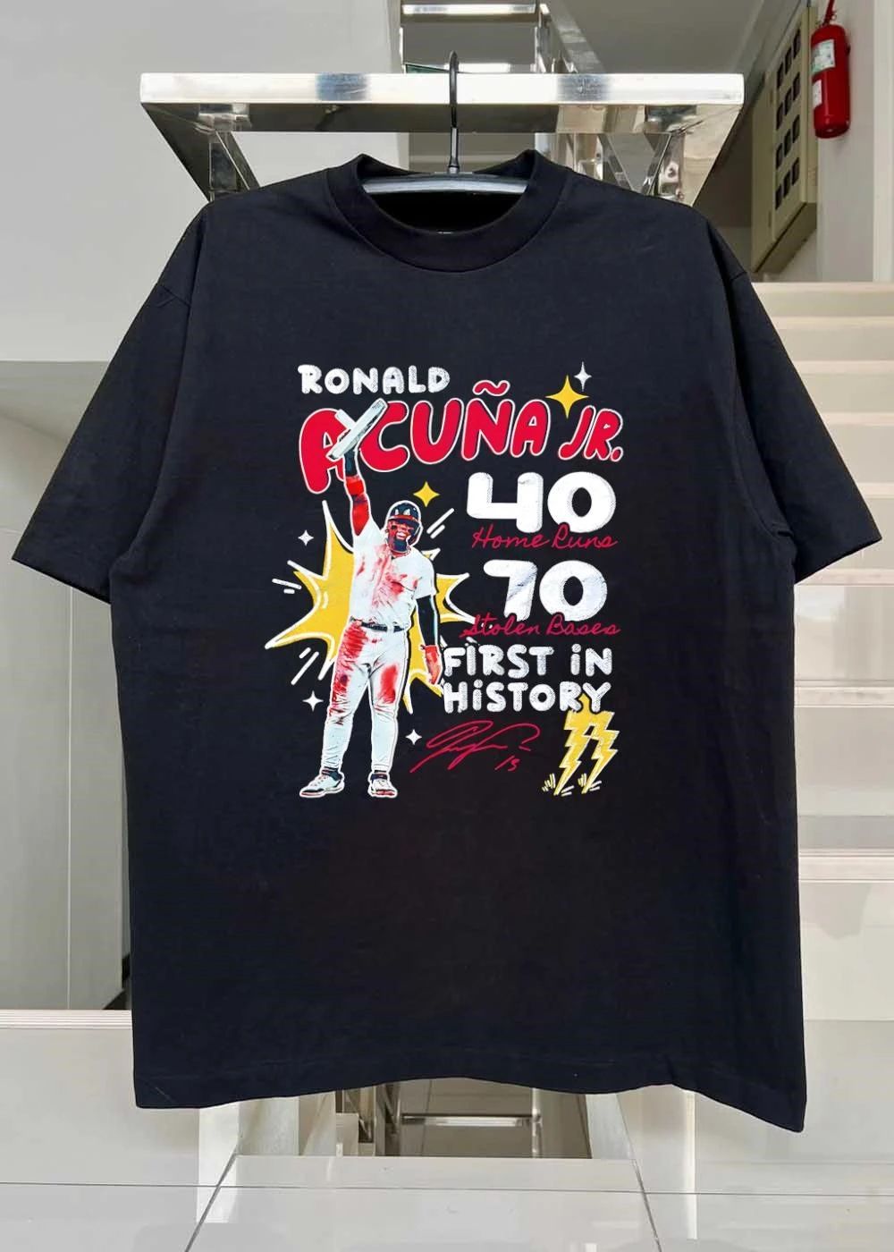 Jomboy Media Ronald Acuna Jr 40 Home Runs 70 Stolen Bases First in History Shirt