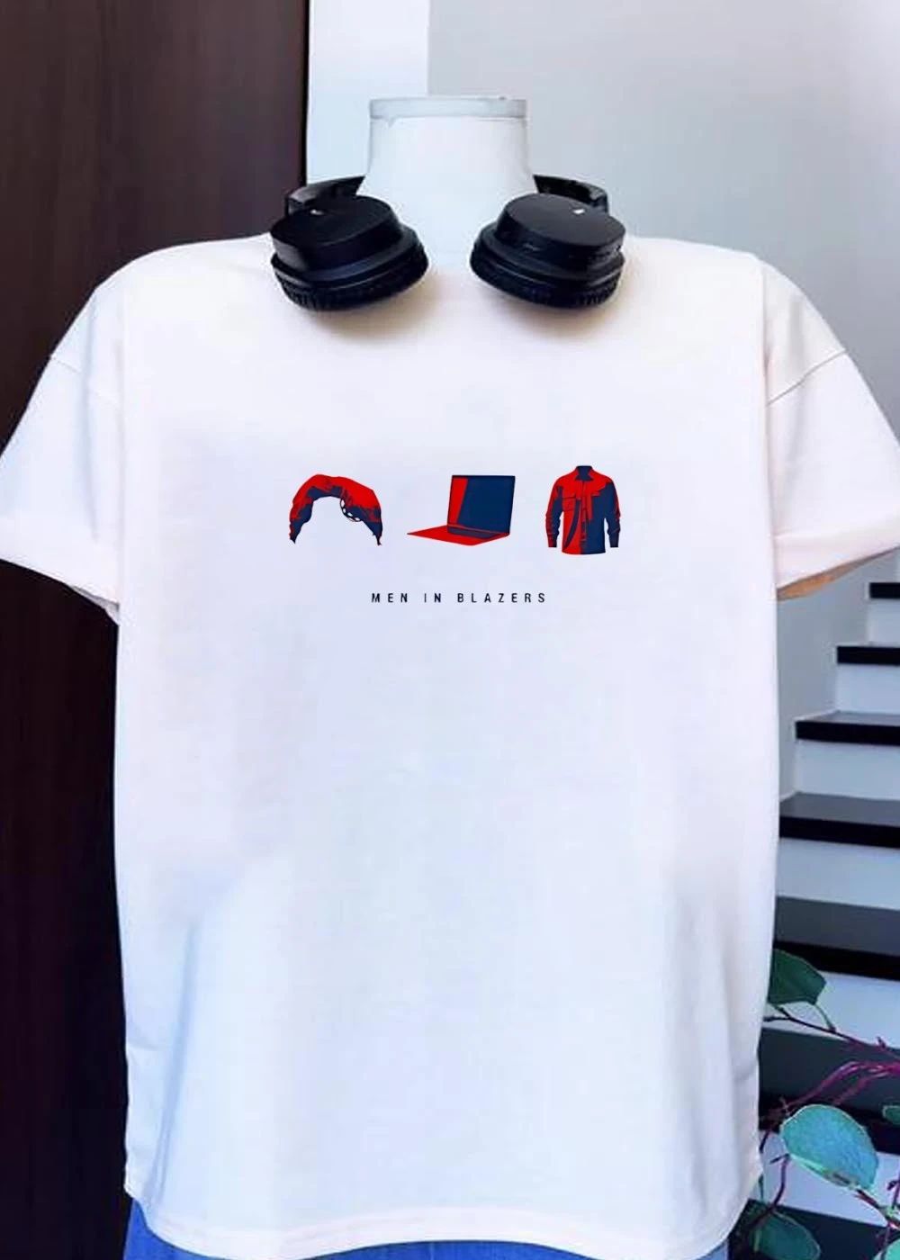 Men In Blazers laptop and shirt shirt