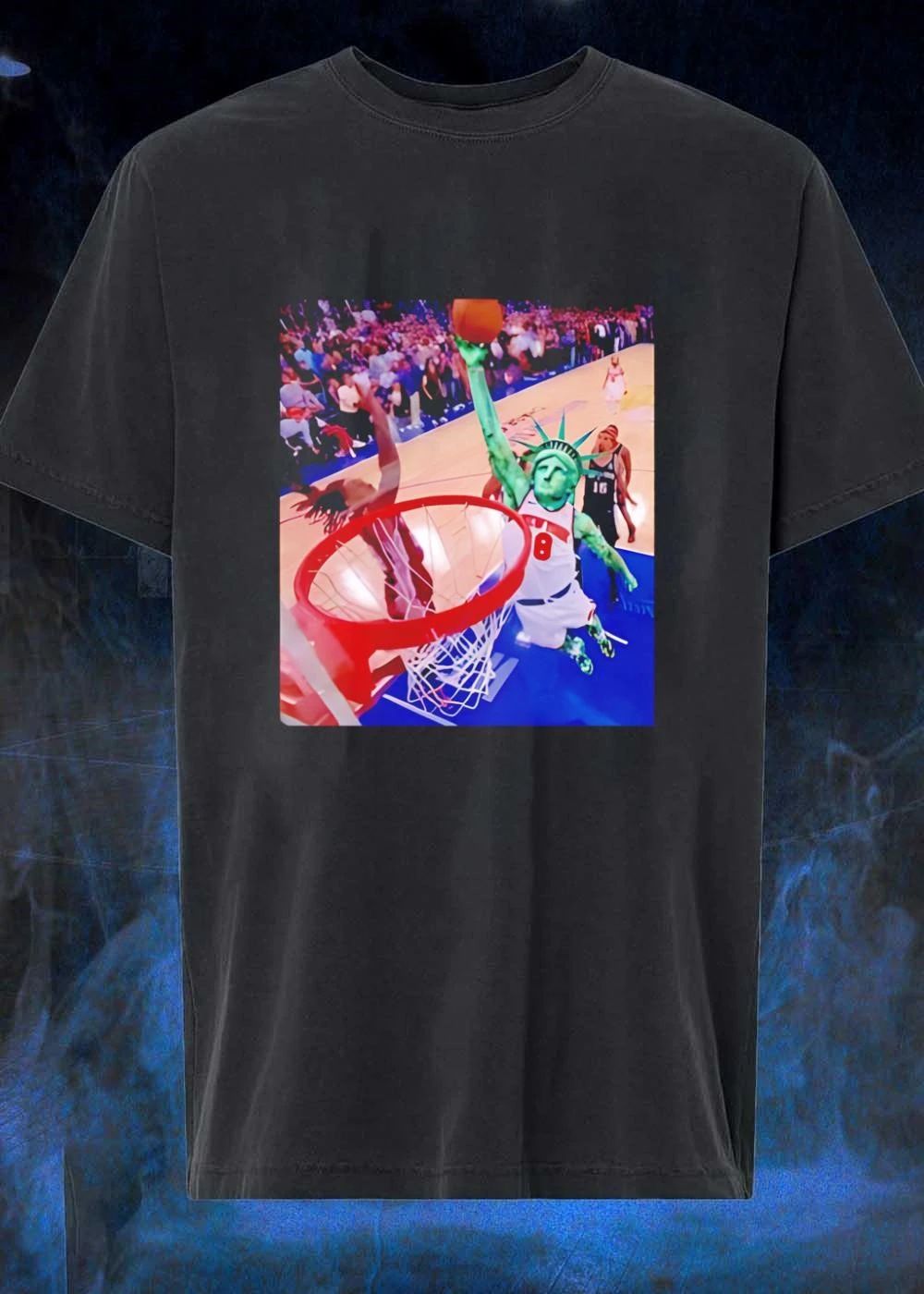 Liberty Statue Dunking New York 8 Basketball Shirt