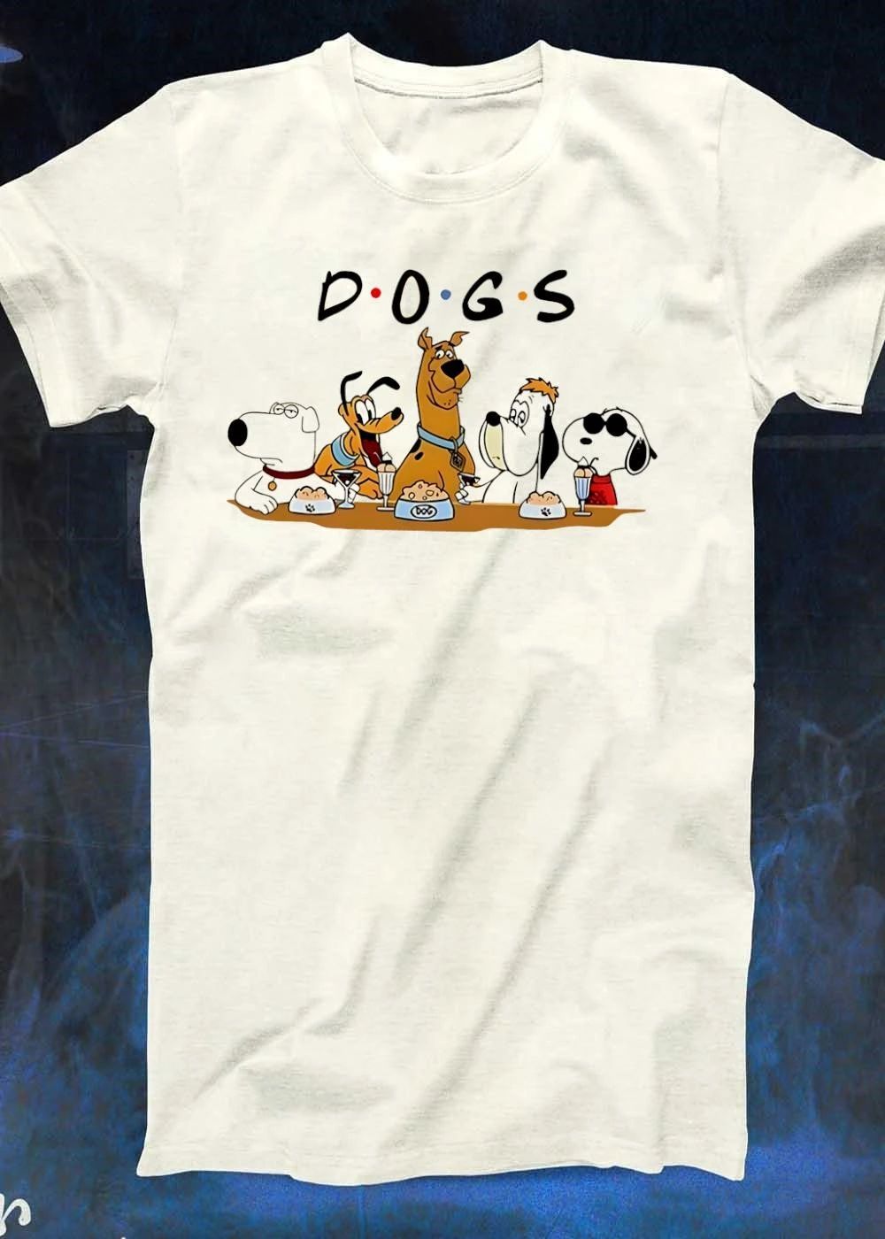 Iconic Cartoon Characters Gathering for Dinner DOGS T-Shirt