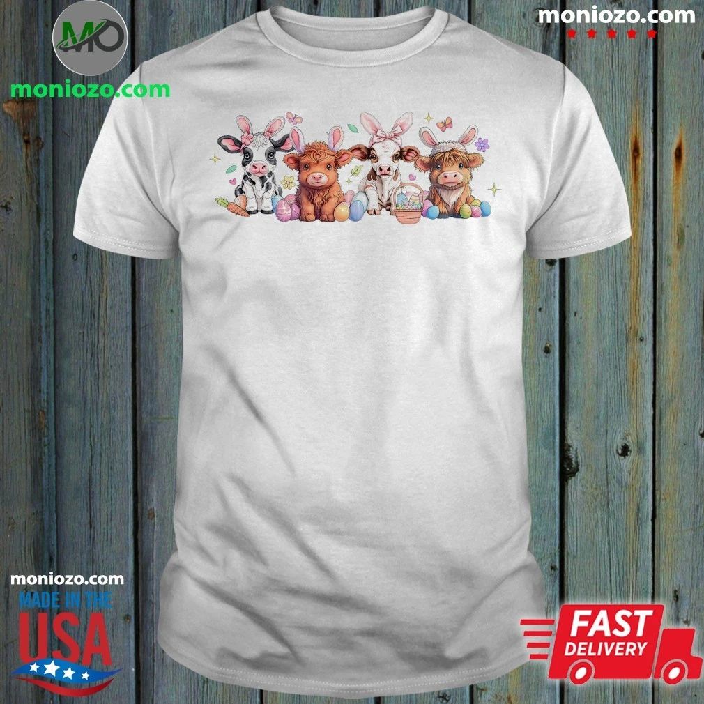 Original Cute Easter Cow Bunny Ear Cow Easter Farm Animal Easter Clipart Shirt